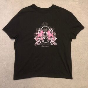 Barbie Poodle Graphic T-Shirt Black Y2K Vtg 2009 Mattel Hanes Tee 3XL Pink